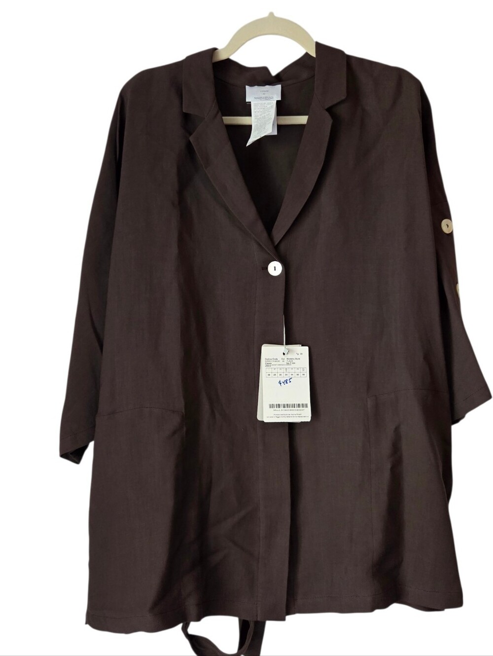 Voyage By Marina Rinaldi Brown Flavia Jacket Linen Capsule Minimalist  20W  $485